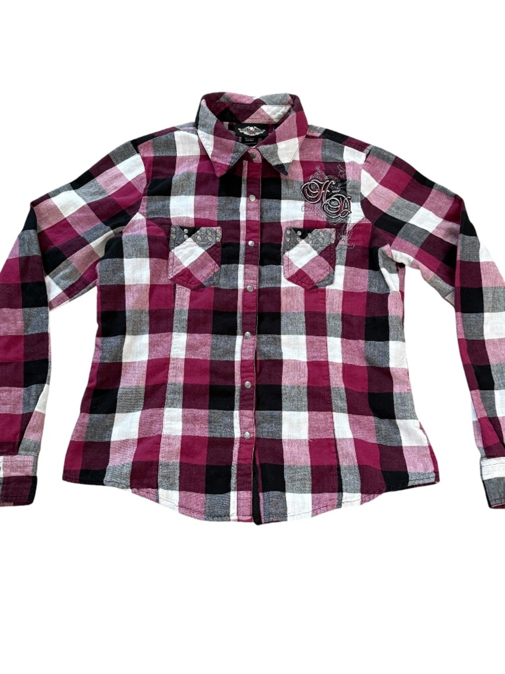 HARLEY DAVIDSON BUTTON UP PLAID SHIRT